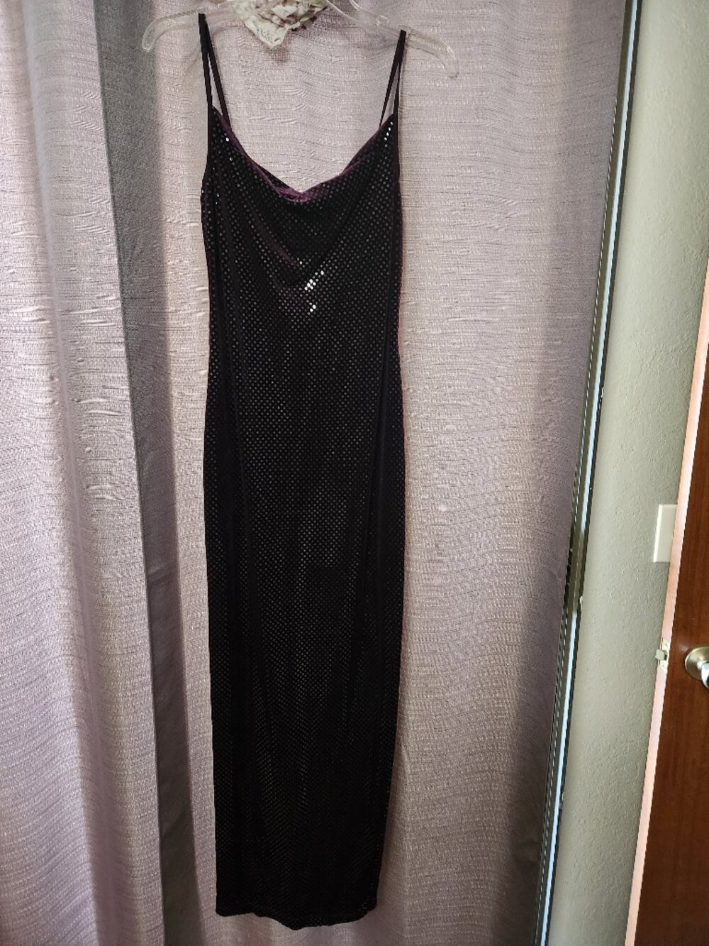 Plum velvet maxi evening gown
